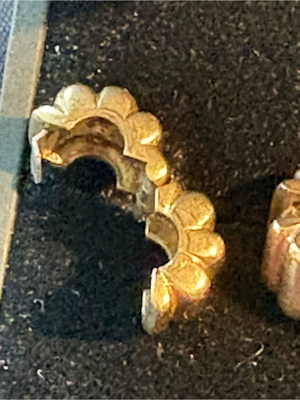 Pandora 14K solid, gold, ribbed clip, spacer charm - Picture 4 of 7